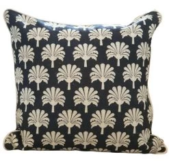 Navy Palm Decorative Cushion Cover By Kolka