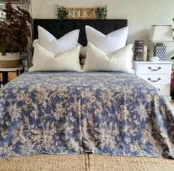 Lavender Kantha Bedspread By Kolka