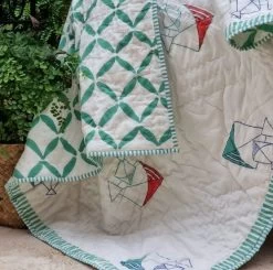 Pretty Kites GOTS Certified Organic Cotton Reversible Baby Quilt By Kolka -Bedding Store dsgadg 1