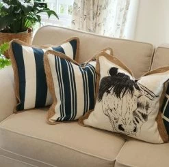 Navy Stripe Decorative Cushion Cover By Kolka -Bedding Store dsgasdgasdg