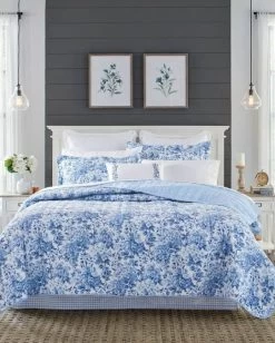 Brighton Printed Delft Blue Coverlet Set By Laura Ashley