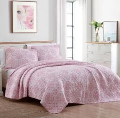 Ayla Dusted Rose Coverlet Set By Laura Ashley