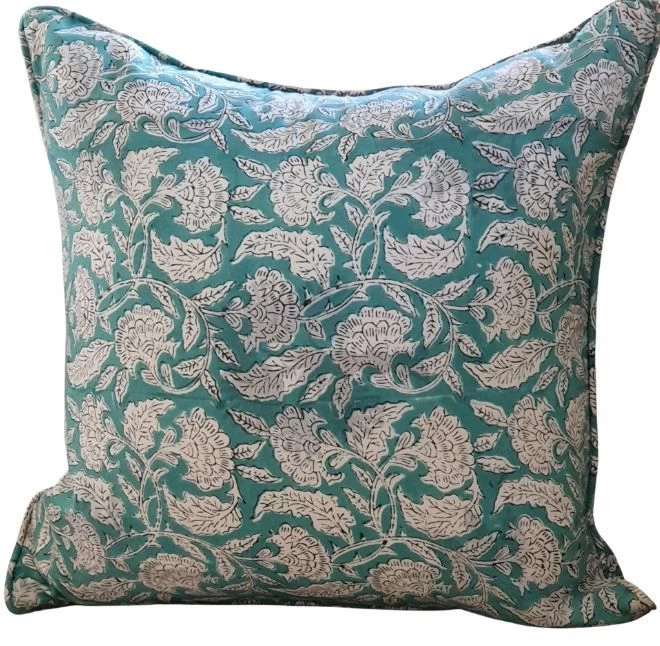 Sea Green Floral Decorative Cushion By Kolka 3 Sea Green Floral Decorative Cushion By Kolka