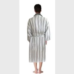 Egyptian Cotton Velour Striped Bathrobe By Kingtex -Bedding Store egyptian cotton velour striped bathrobe by kingtex 8