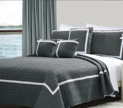 10 Piece Two-Tone Embossed Queen Comforter With Sheet Set -Bedding Store etawet