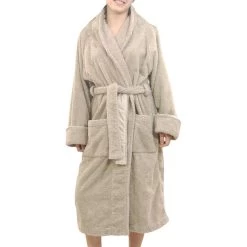 Eucalyptus Leaf Luxury 18 OZ/550 GSM Thick Terry Fabric Orgnically Natural Colour Pure Cotton Bath Robe Dressing Gowns Unisex Men And Women