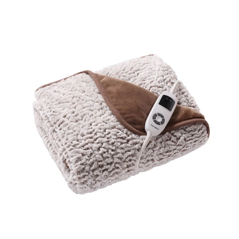 Faux Fur Stone White Heated Throw 3 Faux Fur Stone White Heated Throw