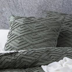 Forest Chevvy 100% Cotton Chenille Vintage Washed Tufted Quilt Cover Set By Revive Living -Bedding Store forest chevvy 100 cotton chenille vintage washed tufted quilt cover set by sheertex 1