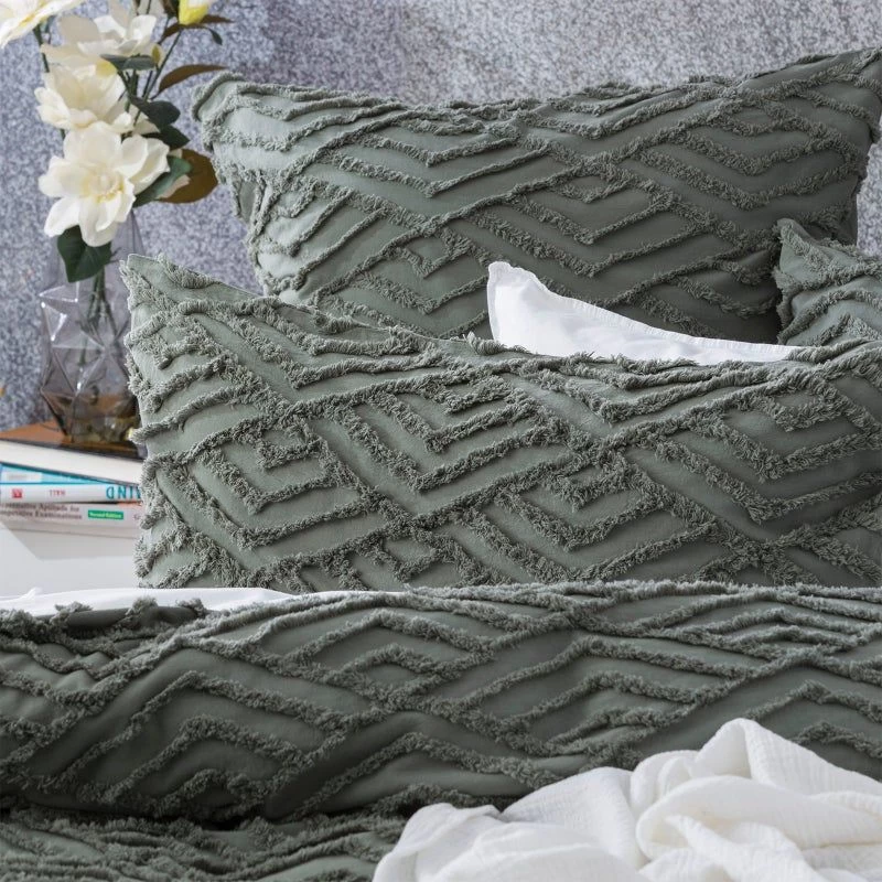 Forest Chevvy 100% Cotton Chenille Vintage Washed Tufted Quilt Cover Set By Revive Living - Image 2