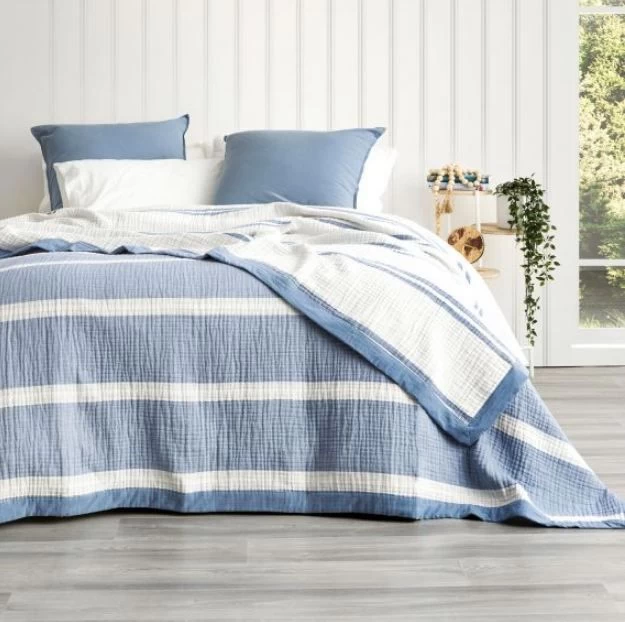 Brighton Artic Washed Cotton Yarn Dyed Textured Blanket By Renee Taylor 3 Brighton Artic Washed Cotton Yarn Dyed Textured Blanket By Renee Taylor