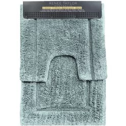 2 Piece Bath Mat Sets 2200 GSM By Renee Taylor -Bedding Store gray mist