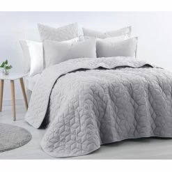 Linen Cotton Queen Coverlet Dove Grey By Accessorize