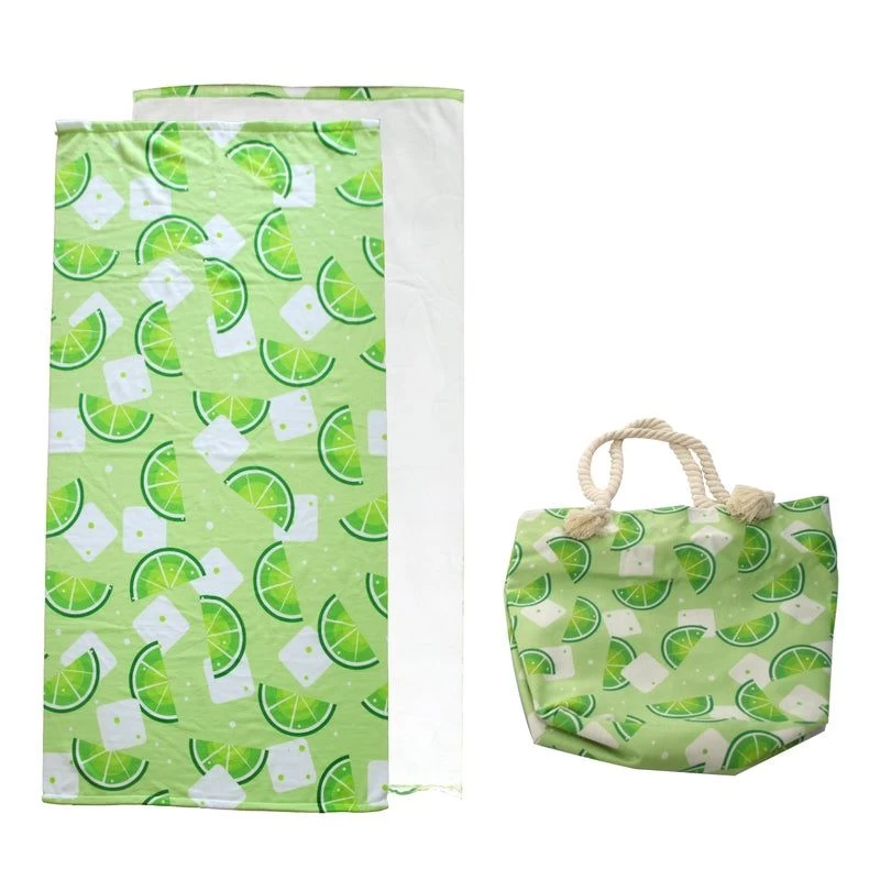 Linen Printed Velour Beach Towel And Bag By Shangri-La