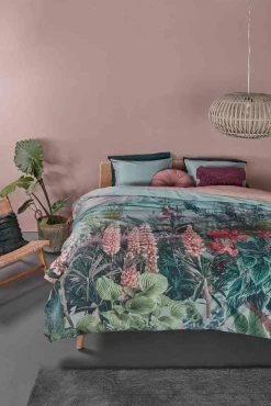 Lupine Green Cotton Sateen Quilt Cover Set By Bedding House