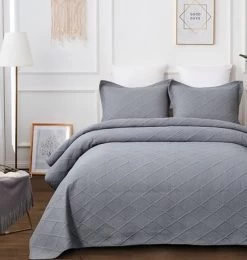 Misty Grey Bedspread Set By Classic Quilts