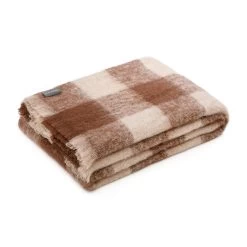 Mocha Mohair Check Knee Throw Rug By St Albans
