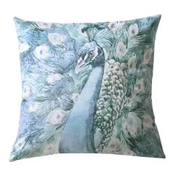 Peacock Velvet Square Cushion Teal By Bianca