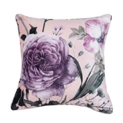 Pink Zinnia Velvet Square Cushion By Bianca