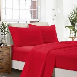 Red 1000TC Ultra Soft 4 Piece Sheet Set By Fabriic Fantastic
