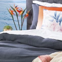 Blue Solana Washed Cotton Textured Quilt Cover Set & Euro P/case By Renee Taylor 7 Blue Solana Washed Cotton Textured Quilt Cover Set & Euro P/case By Renee Taylor -Bedding Store renee taylor solana washed cotton textured quilt cover set blue 2473890 02