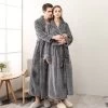 Grey Mens Womens Fleece Waffle Long Bath Robe Luxury Lightweight Dressing Gown Robe -Bedding Store sdfsfsdzx