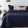 Navy Herringbone Embossed Coverlet Set By Bambury