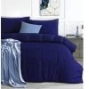 Elan Linen 100% Cotton Vintage Washed Quilt Cover Set (Navy Blue, Super King)