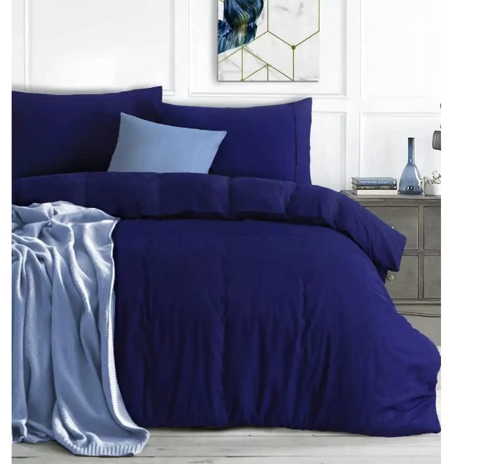 Elan Linen 100% Cotton Vintage Washed Quilt Cover Set (Navy Blue, Single) 3 Elan Linen 100% Cotton Vintage Washed Quilt Cover Set (Navy Blue, Single)