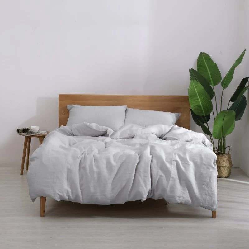 Silver Natural Home 100% European Flax Linen Sheet Set