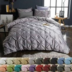 1000TC Tailored Diamond Pintuck Double Quilt Cover Set