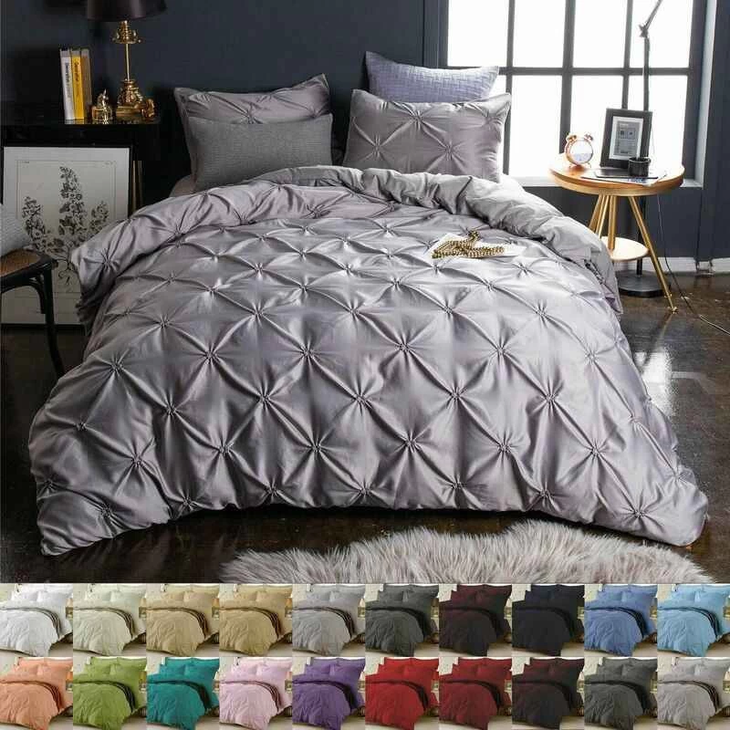 1000TC Tailored Diamond Pintuck Double Quilt Cover Set 3 1000TC Tailored Diamond Pintuck Double Quilt Cover Set