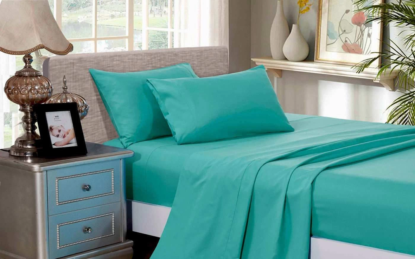 Teal 1000TC Soft Luxury Flat & Fitted Sheet Set By Fabric Fantastic 3 Teal 1000TC Soft Luxury Flat & Fitted Sheet Set By Fabric Fantastic