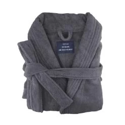 Egyptian Cotton Charcoal Terry Toweling Bathrobe